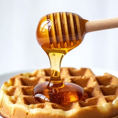 Honey Dripping on Waffle