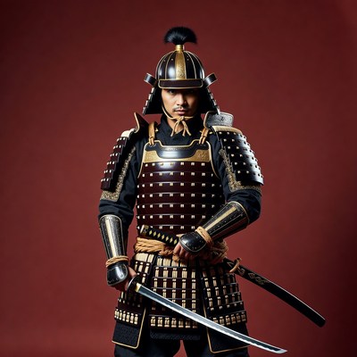 Samurai Warrior Holding Katana Swords