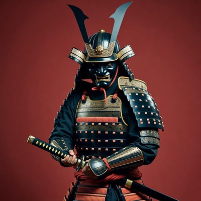 Samurai Warrior Holding Katana Sword
