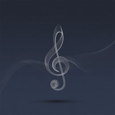 Swirling Treble Clef on Dark Background