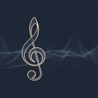 Glowing Treble Clef on Dark Waves