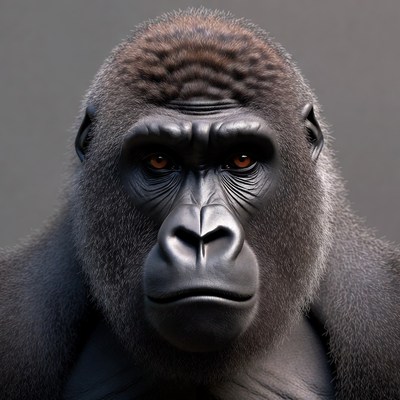 Close-up of intense gorilla face