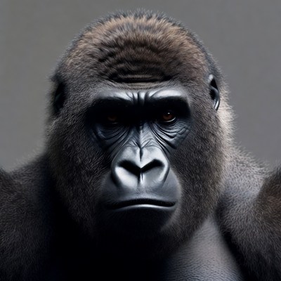 Close-up of intense gorilla face