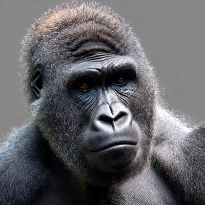 Close-up of intense gorilla face