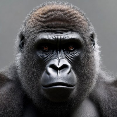 Close-up of intense gorilla face