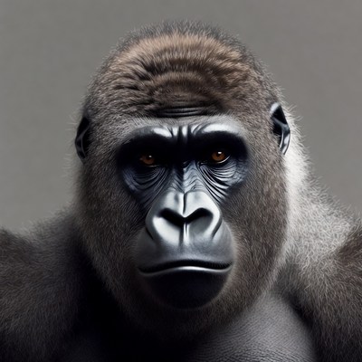 Close-up of intense gorilla face