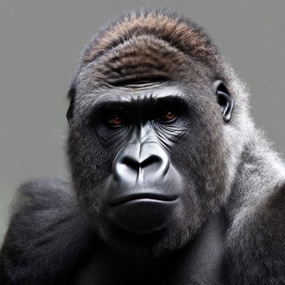 Close-up of silverback gorilla face