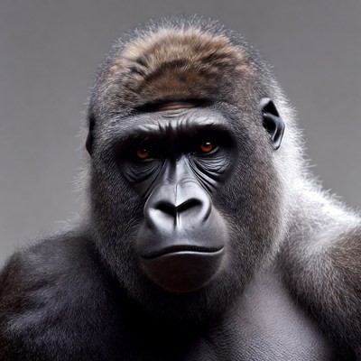 Close-up of silverback gorilla face