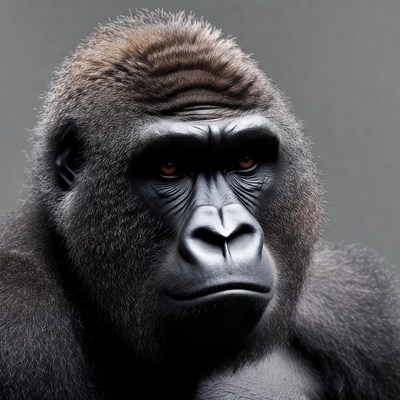 Close-up of intense gorilla face