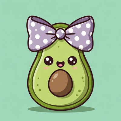Cute Avocado with Polka Dot Bow