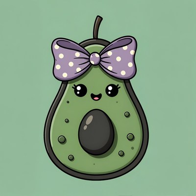 Cute Avocado with Bow