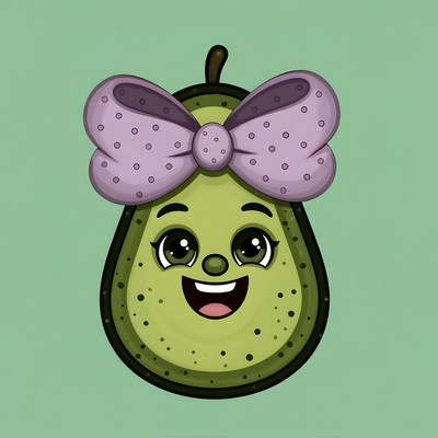 Cute Avocado with Purple Bow