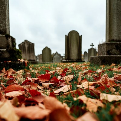 Autumn Leaves in Old Cemetery