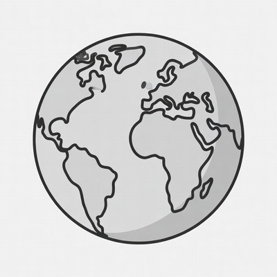 Line drawing of Earth globe