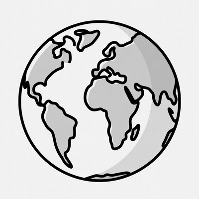 Earth Globe Outline Illustration