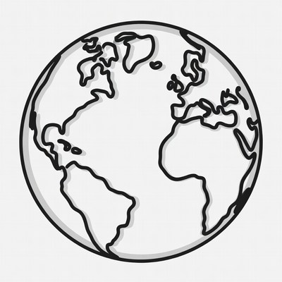 Line Art Earth Globe