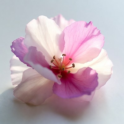 Pink White Hibiscus Flower Closeup