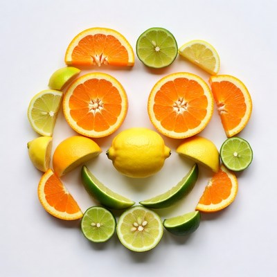 Fruits Arranged as Smiley Face