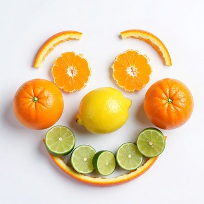 Fruit Smile Face with Oranges Lemons Limes
