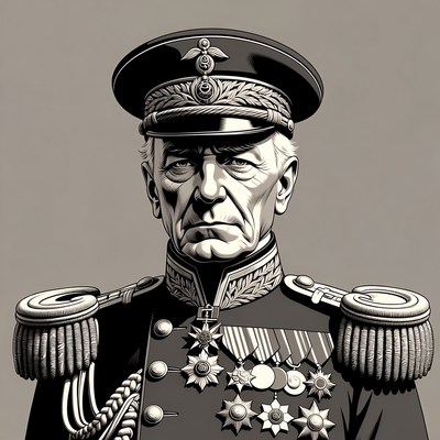 Elderly general in military uniform
