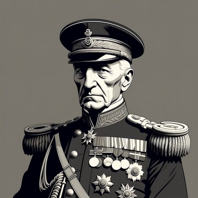 Elderly military general in uniform