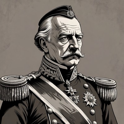 Elderly man in military uniform