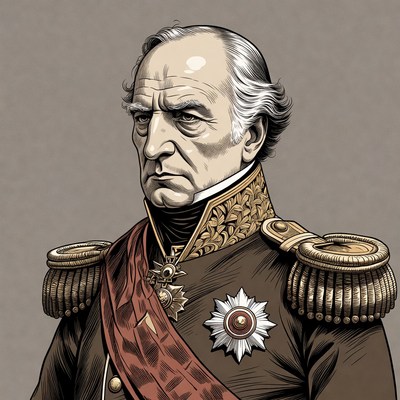 Elderly man in ornate military uniform