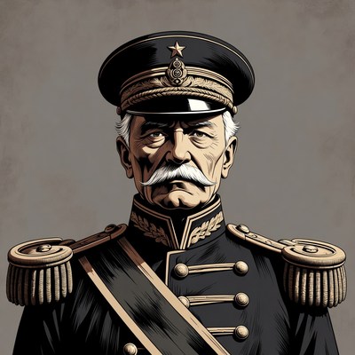 Elderly military officer in uniform