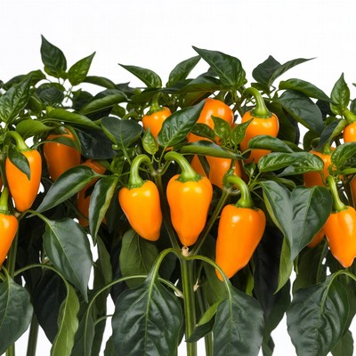 Orange Peppers on Green Plants