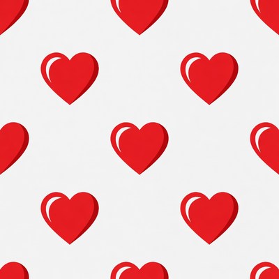 Red Hearts Pattern on White Background