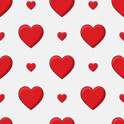 Red Heart Seamless Pattern