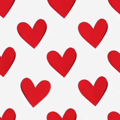 Red Hearts Pattern on White