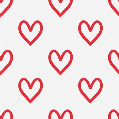 Red Outline Hearts Seamless Pattern