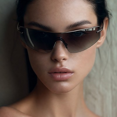 Woman wearing stylish sunglasses