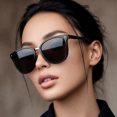 Asian woman wearing large sunglasses