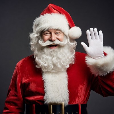 Smiling Santa Claus waving hand