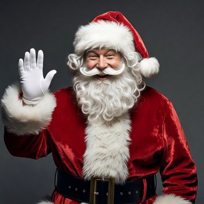 Smiling Santa Claus waving hand