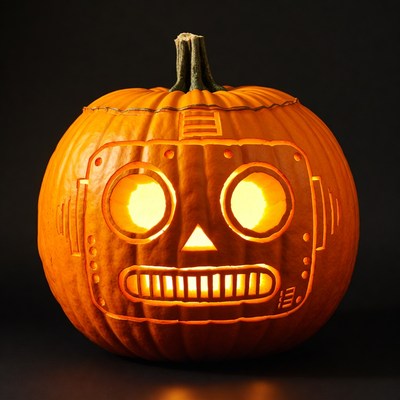 Robot Jack-o-Lantern Pumpkin