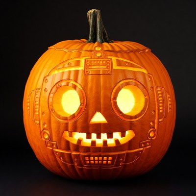 Robot Jack-o-Lantern Pumpkin