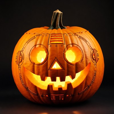 Robot Jack-o-Lantern Pumpkin