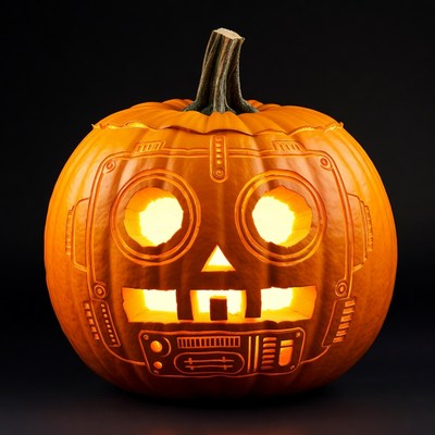Robot Jack-o-Lantern Pumpkin