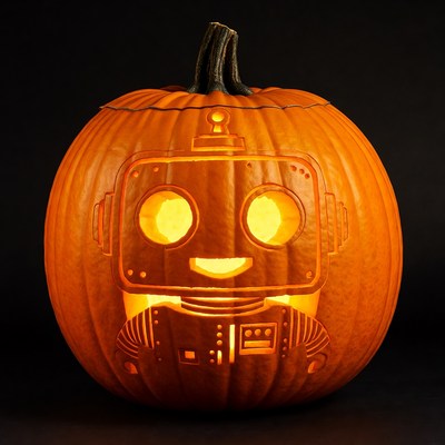 Robot Jack-o-Lantern Pumpkin