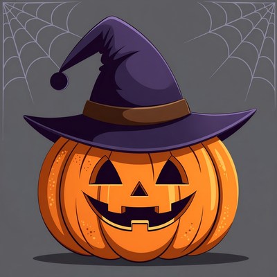 Jack-o'-lantern Witch Hat Illustration