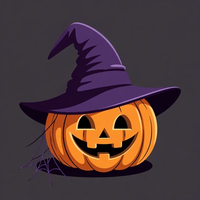 Jack-o-lantern with witch hat