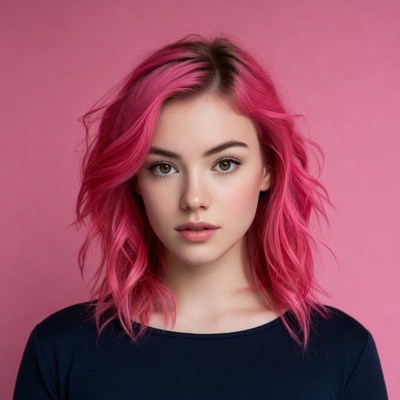 Woman with pink hair