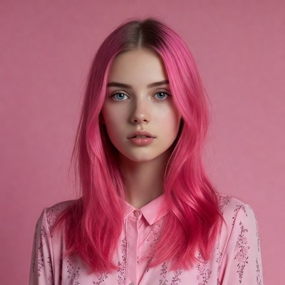 Woman with pink hair