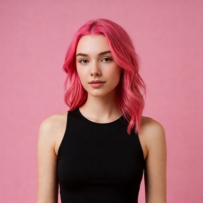 Woman with pink hair