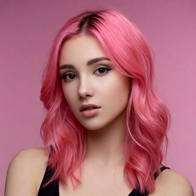 Woman with pink hair