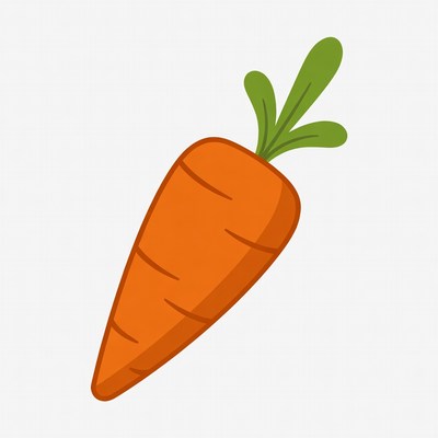 Orange carrot with green leaves