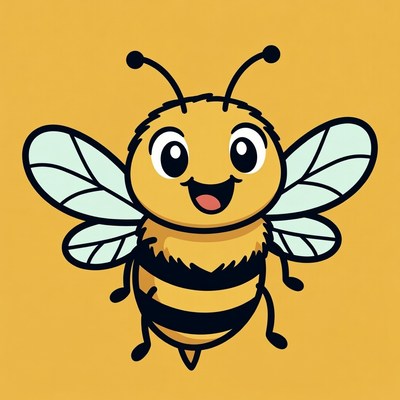 Cute cartoon bee smiling